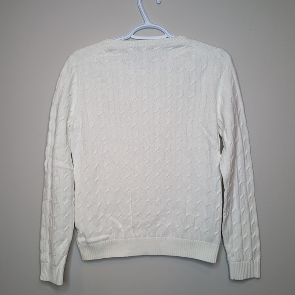 Brooks Brothers 346 White Cable Knit Crew Neck Sweater Women Medium - Picture 2 of 10